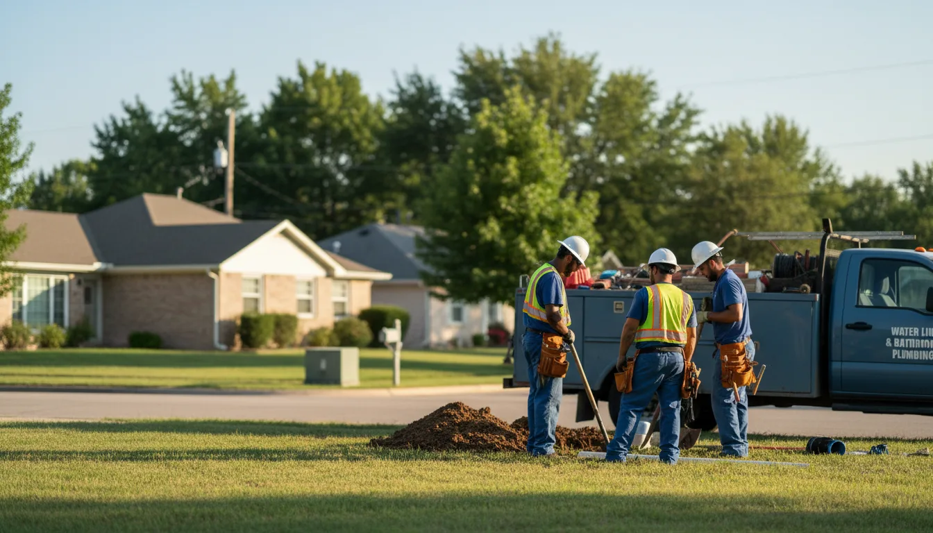 Residential water line and bathroom plumbing service in Morris, OK